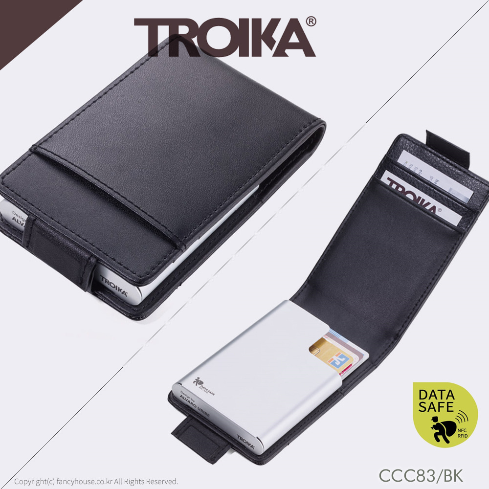 (무료각인)트로이카 블랙&amp;실버 카드케이스(CCC83/BK)